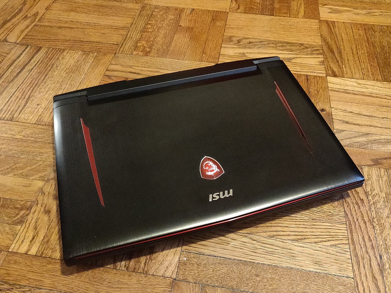 MSI gaming laptop with red-backlit keyboard